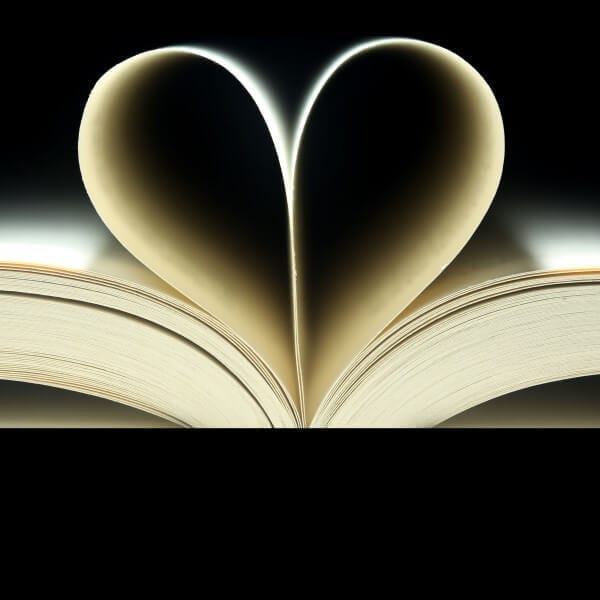 Book pages in the shape of a heart