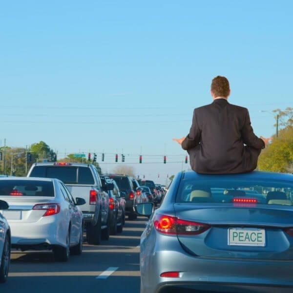 A man in car.