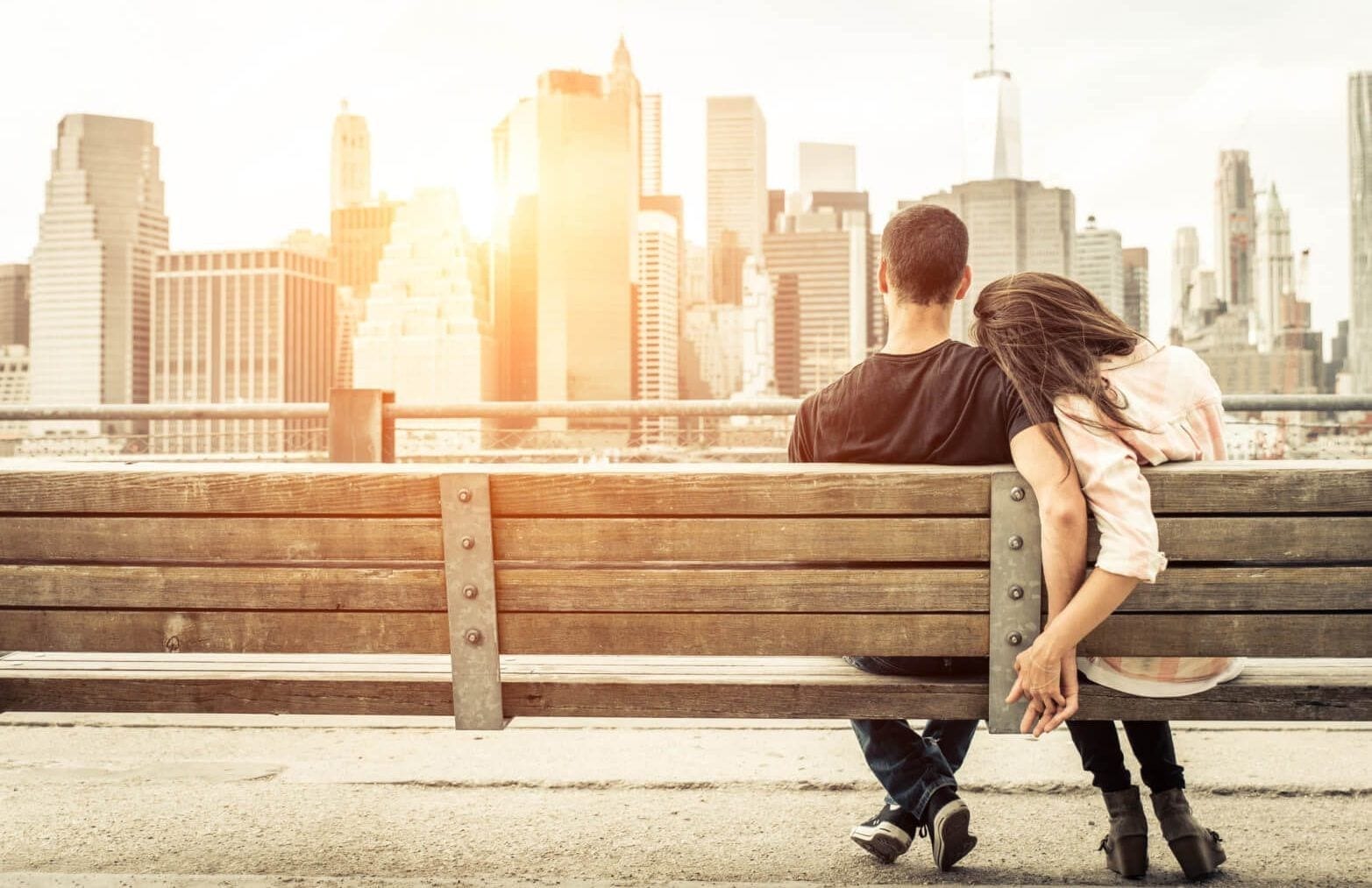 couple on a city bench