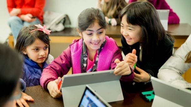 Kids using tablets