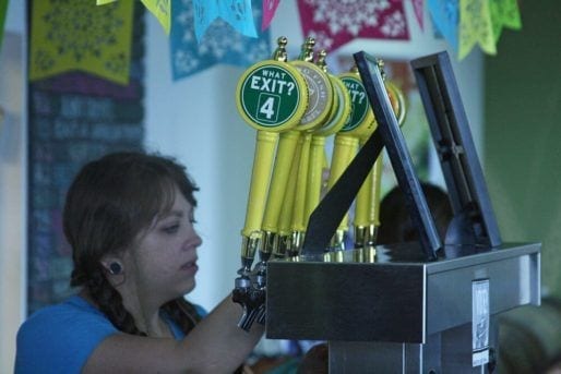 pouring beer from tap