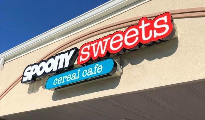 Spoony Sweets Cereal Cafe Exterior Sign in Hamilton