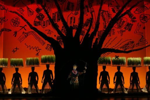 Rafiki and Ensemble from The Lion King on Broadway