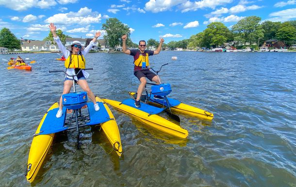 group exploring Lake Hopatcong